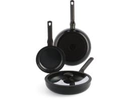 Enjoy 3-delig pannenset Black met hapjespan + Panbeschermers