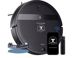 TONIHOMI® G20 - Robotstofzuiger met dweilfunctie - Automatisch opladen - Robotstofzuiger met app - Robotstofzuiger huisdieren - Dweilrobot - Zwart