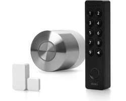 Nuki Smart Lock Pro – Incl. Keypad 2 & Door Sensor - Slim Deurslot met Wifi – Lock ‘n’ Go, Nachtmodes & Auto Unlock – Werkt met Google Home, Alexa & Apple Home – Zwart & Wit