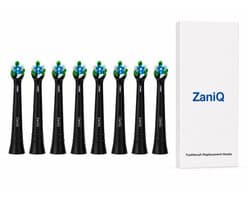 ZaniQ - Opzetborstels geschikt en passend op Oral-B iO - Zwart – 8 stuks - Vervangende tandenborstelkoppen voor iO 2, 3, 4, 5, 6, 7, 8, 9, 10 - Rond - Schuine Borstelharen - Zacht