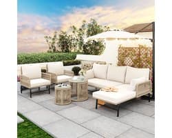 Sweiko Tuin loungeset - IJzeren frame + touwwerk