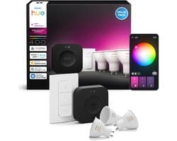 Philips Hue starterkit - wit en gekleurd licht - 3 lampen - 1 dimmer switch - GU10