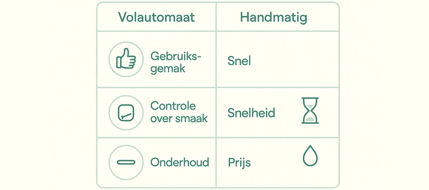 Grafiek met kosten per kop koffie voor volautomaat versus handmatige espressomachine